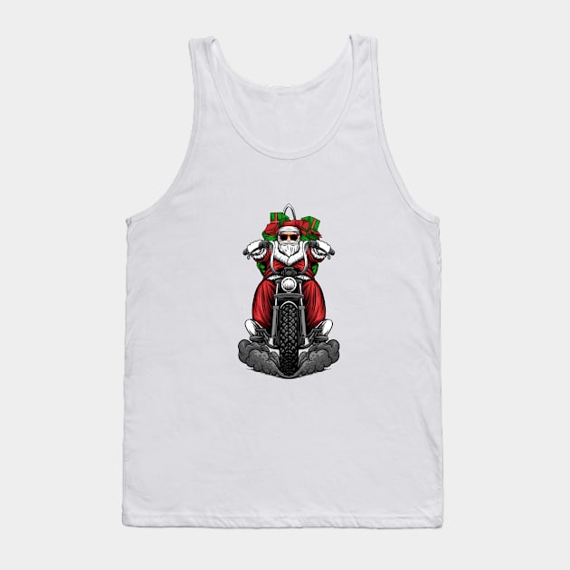 Santa riding A Motorcycle Tank Top by Arjanaproject